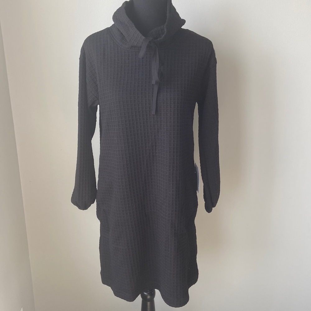 Max Studio Textured Waffle Knot Dress, Black, Size Medium